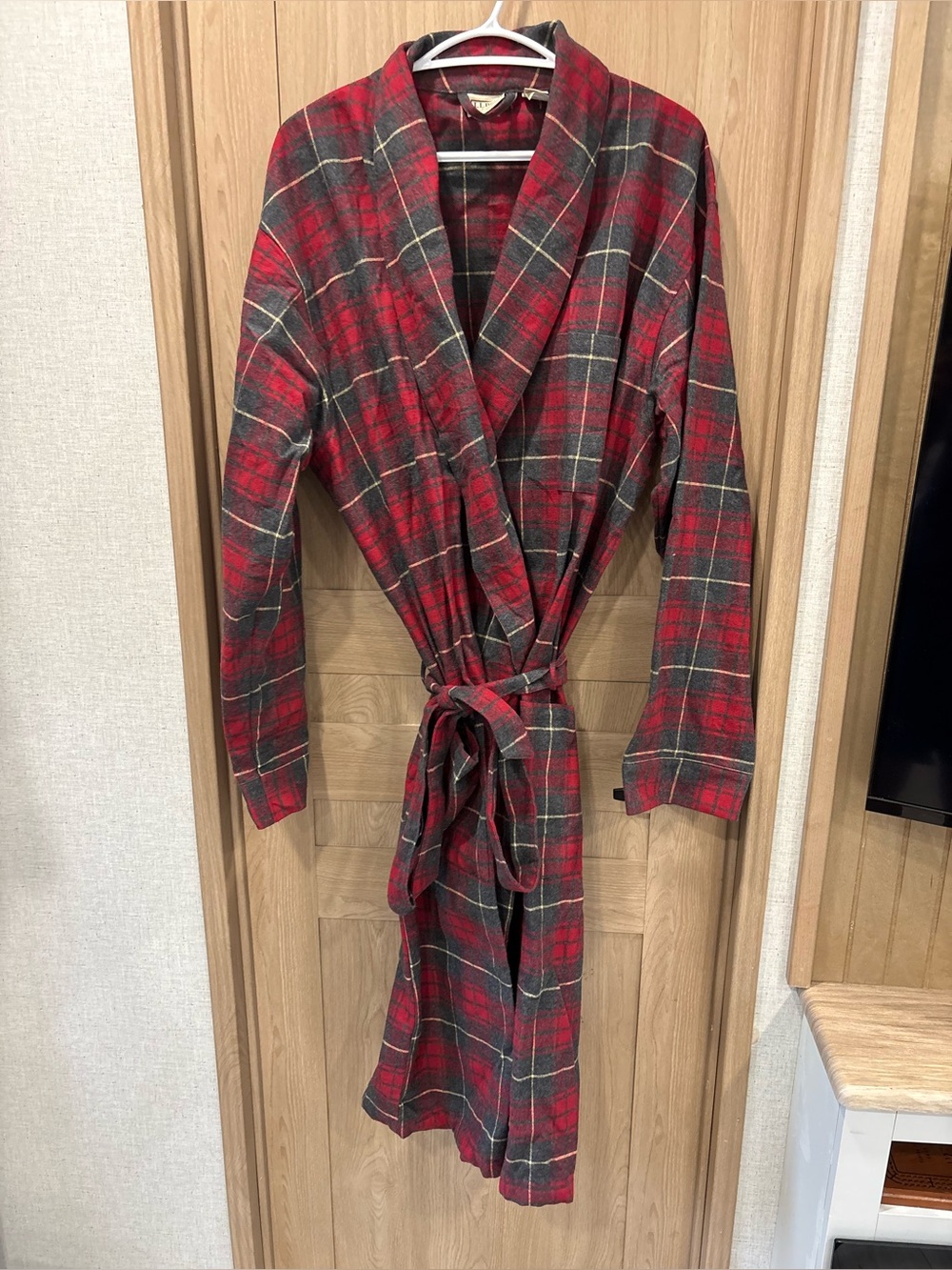 LL Bean Plaid Mens Robe Housecoat Size L